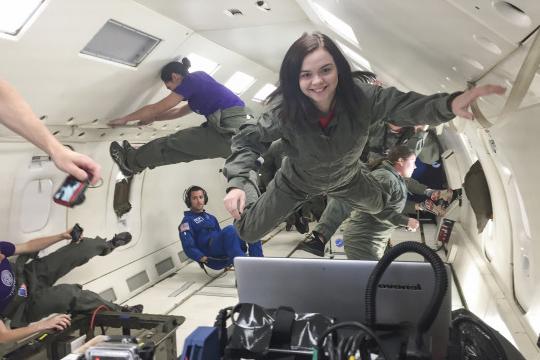 Students on a zero-g flight.